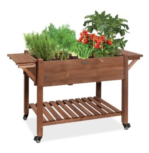 Pre-Stained Mobile Raised Garden Bed, 57x20x33in - Lot 679