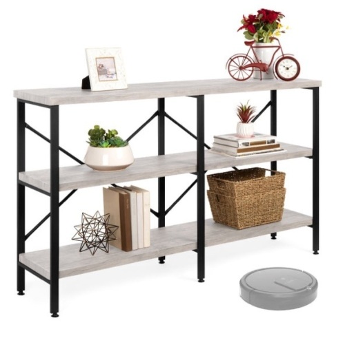 3-Tier Industrial Hallway Console Table for Living Room, Entry Way - 55in, Gray - Lot 458