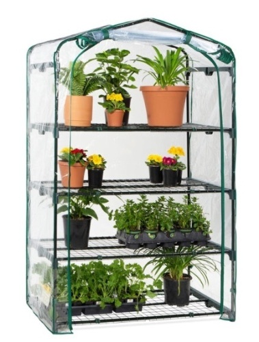 4-Tier Mini Portable Indoor Outdoor Greenhouse w/ Steel Shelves - 40in - Lot 460