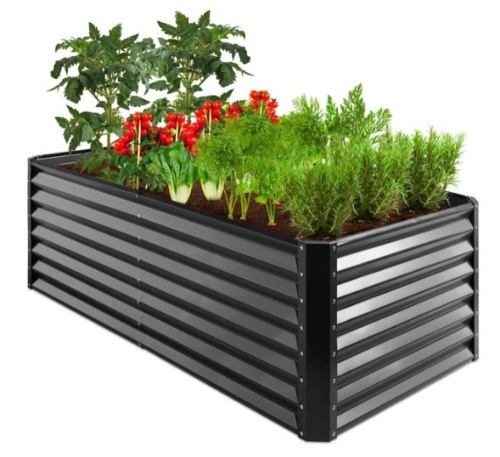 Outdoor Metal Raised Garden Bed for Vegetables, Flowers, Herbs - 6x3x2ft, Gray - Lot 478