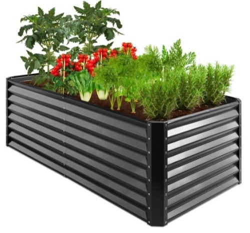 Outdoor Metal Raised Garden Bed for Vegetables, Flowers, Herbs - 6x3x2ft, Gray - Lot 480
