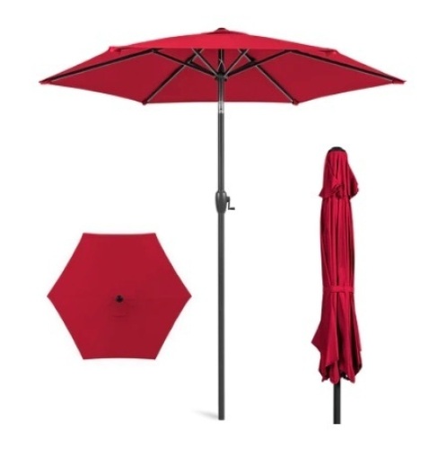 Outdoor Market Patio Umbrella, 7.5ft, Red - Lot 681