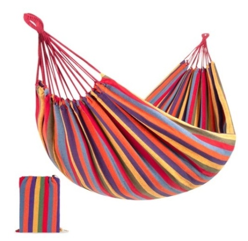 2-Person Brazilian-Style Double Hammock w/ Portable Carrying Bag, Rainbow - Lot 487