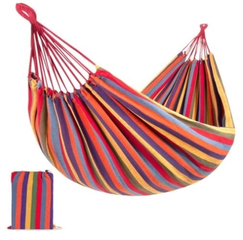 2-Person Brazilian-Style Double Hammock w/ Portable Carrying Bag, Rainbow - Lot 493