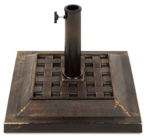 26lb Steel Square Patio Umbrella Base Stand, Basketweave Pattern - Lot 497