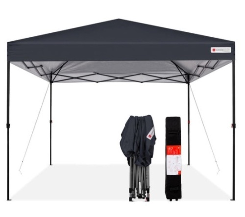 One-Person Setup Instant Pop Up Canopy w/ Wheeled Bag - 10x10ft, Gray - Lot 509