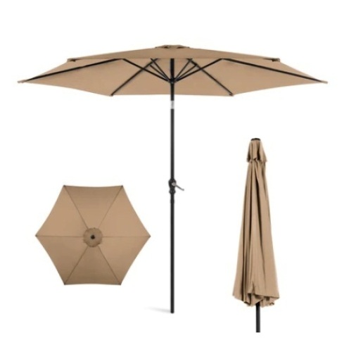 Outdoor Steel Market Patio Umbrella, 10ft, Tan - Lot 696