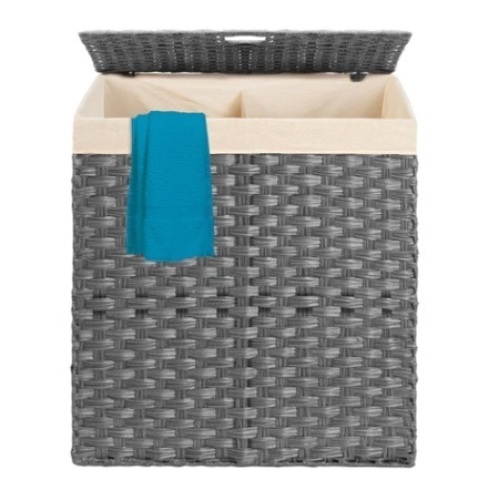Double Laundry Hamper Basket, Gray - Lot 698