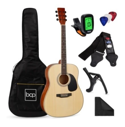 41in Acoustic Guitar Starter Kit, Natural - Lot 717