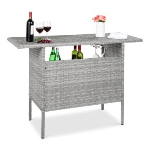 Outdoor Wicker Bar Counter Table, Gray - Lot 724
