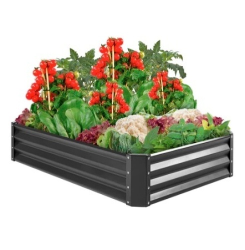 Outdoor Metal Raised Garden Bed, Dark Gray - Lot 730
