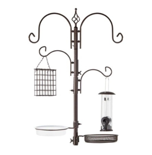 4-Hook Bird Feeding Station, 91in, Bronze - Lot 731