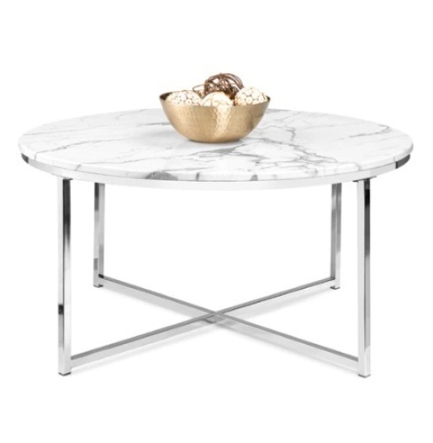 Round Coffee Table, 36in, Chrome - Lot 732