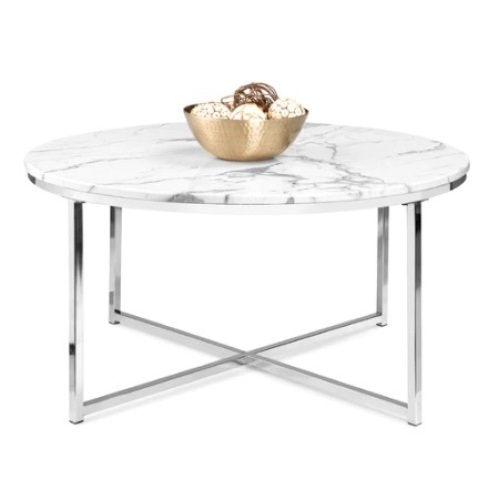 Round Coffee Table, 36in, Chrome - Lot 735