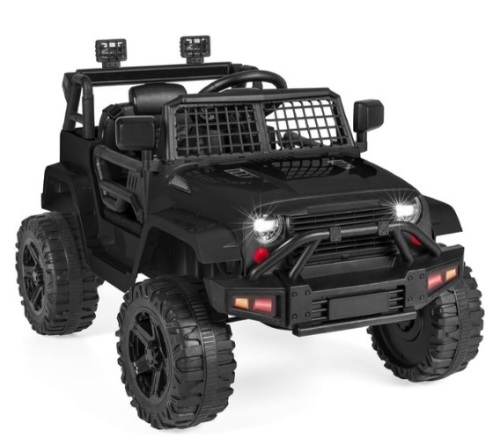 12V Kids Ride-On Truck Car w/ Parent Remote Control, Spring Suspension, Black - Lot 539