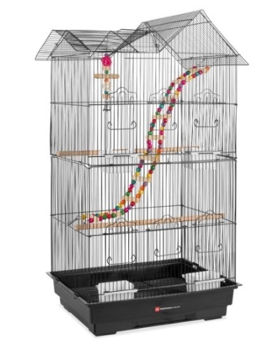 Indoor Outdoor Iron Birdcage w/ Removable Tray, 4 Feeders, 2 Toys - 36in. - Lot 620