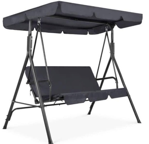 2-Person Metal Patio Swing with Gray Cushion - Lot 633
