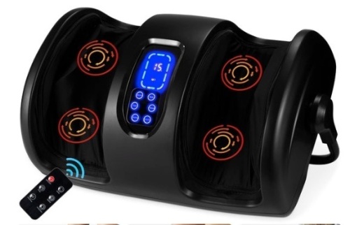 Reflexology Shiatsu Foot Massager w/ High-Intensity Rollers, Remote Control, Satin Black - Lot 637