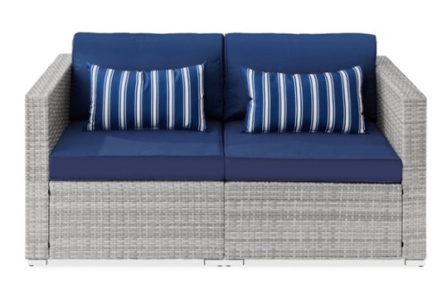 2-Person Outdoor Patio Loveseat Sofa Couch w/ 2 Accent Pillows - Lot 642