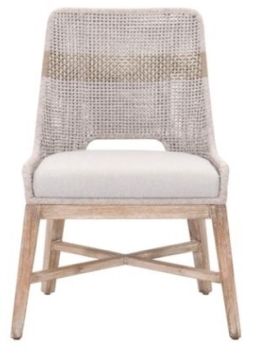 Tapestry Collection 6850.WTA/PUM/NG Set of 2 Dining Chairs in Taupe, White Flat Rope, Taupe Stripe, Pumice and Natural Gray Mahogany Color - Lot 643