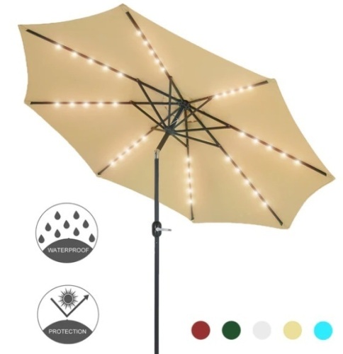Patio Watcher 9-FT Solar Lights Umbrella, New, Retail 116.00 - Lot 634