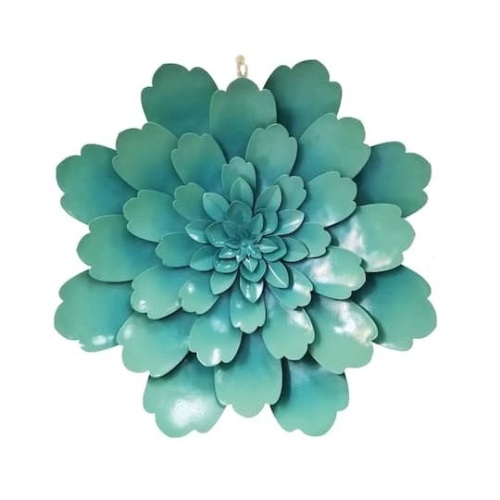 12.75" Teal Blue Metal Wall Flower - Lot 7