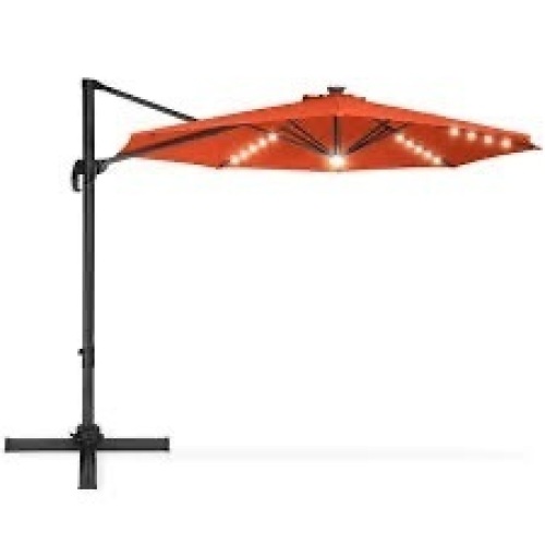 360-Degree LED Cantilever Offset Patio Umbrella w/ Tilt - 10ft - Lot 31