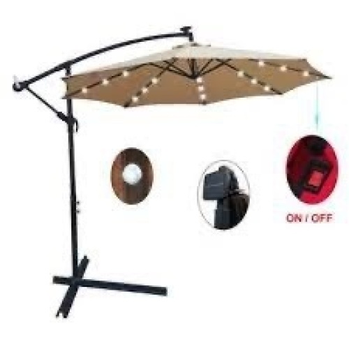 360-Degree Solar LED Cantilever Offset Patio Umbrella w/ Tilt - 10ft - Lot 51