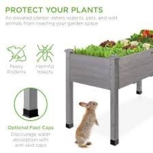 Raised Garden Bed, Elevated Wooden Planter Box w/ Foot Caps - 48x24x30in - Lot 59