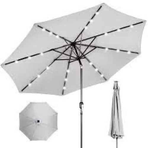 Solar LED Lighted Patio Umbrella w/ Tilt Adjustment, UV-Resistance - 10ft - Lot 96