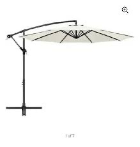 Outdoor Solar Patio Umbrella w/ Push Button Tilt, Crank Lift - 7.5ft - Lot 111