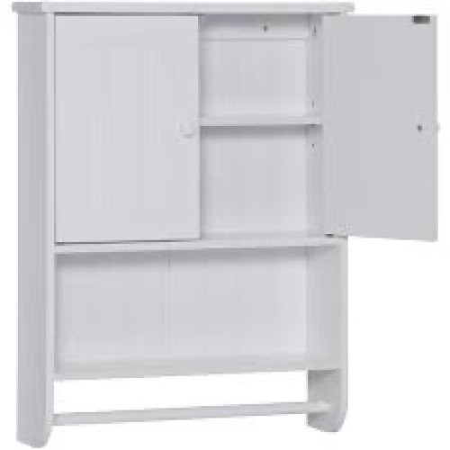 Bathroom Wall Storage Organization Cabinet w/ Double Doors, Towel Bar - Lot 208