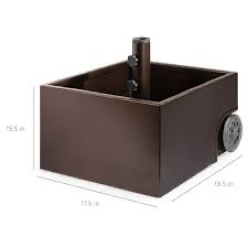 Portable Steel Umbrella Base Stand Up to 150 lbs w/ Fillable Planter, Wheels - Lot 300
