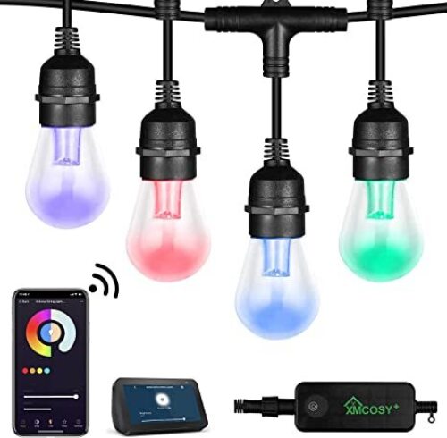 XMCOSY+ Outdoor String Lights, 49Ft Patio Lights RGB - Lot 343