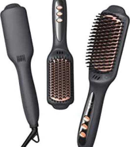 LANDOT Hair Straightener Brush Negative Ion Heated Straightening Brush for Smooth, Frizz-Free Hair - Lot 349