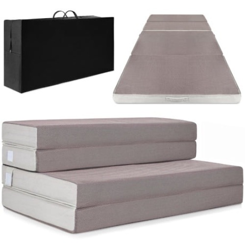 Folding Portable Mattress Topper w/ Plush Foam - 4in, Twin 