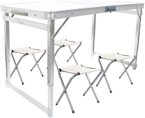 FrenzyBird Aluminum Folding Picnic Table with 4 Stools