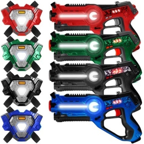 Set of 4 Infrared Laser Tag Guns and Vests for Kids & Adults 