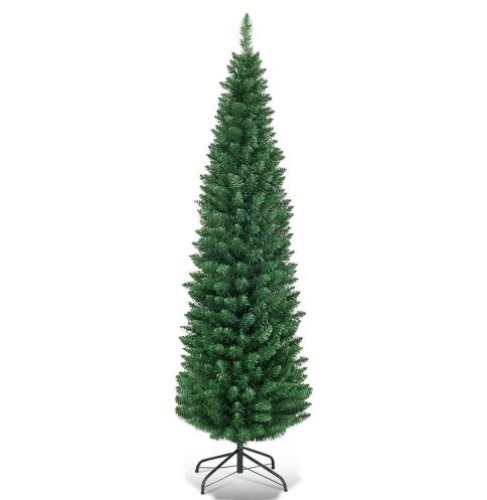 5 ft. PVC Unlit Artificial Slim Pencil Christmas Tree with Stand Home Holiday Decor Green 