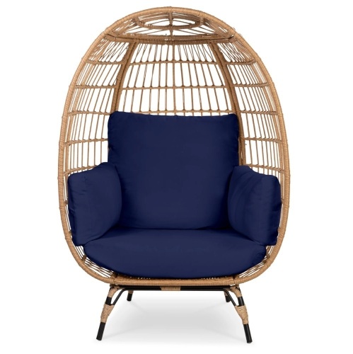 Wicker Egg Chair Oversized Indoor Outdoor Patio Lounger - Missing Hardware  