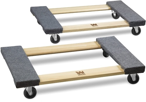 WEN DL1830 1320 lbs. Capacity 18 in. x 30 in. Hardwood Furniture Moving Dolly, Two Pack  