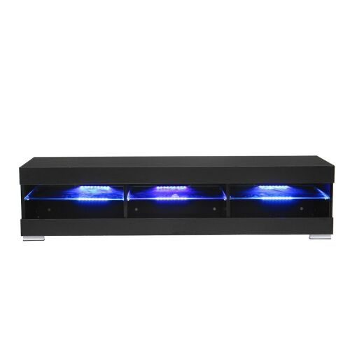 Insma Home 57'' TV Cabinet Stand Wood Console High Gloss LED Lights 