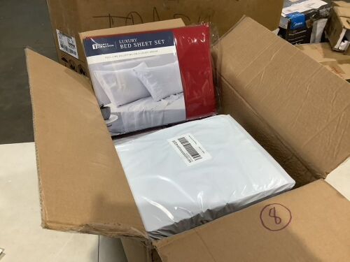 Lot of (8) Luxury 4 Piece King Sheet Sets 