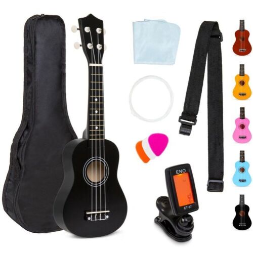 Acoustic Soprano Basswood Ukulele Starter Kit w/ Bag, Strap, Tuner - 21in