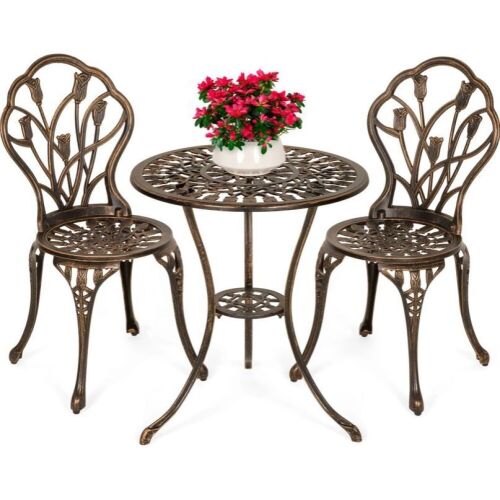 3-Piece Cast Aluminum Patio Bistro Furniture Set