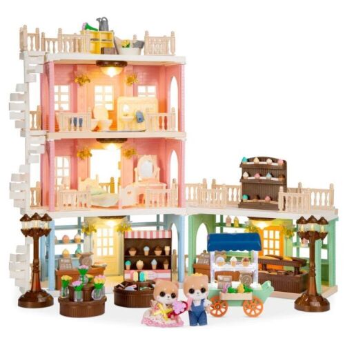 Deluxe Cottage Dollhouse Mansion Pretend Toy Playset w/ Tiny Critters