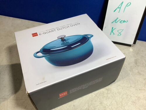 6qt Non-Stick Enamel Cast-Iron Dutch Oven Kitchen Cookware w/ Side Handles
