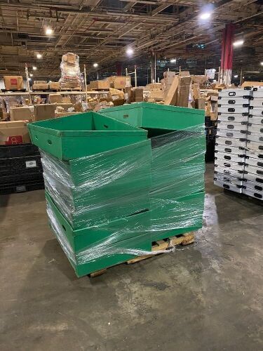 Lot of (12) Green Corrugated Plastic Containers - Foam Removed, Need Cleaned - Lot 150A