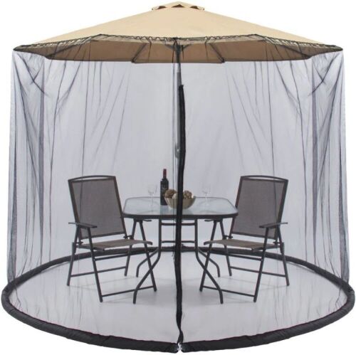 Adjustable Bug Net Accessory for Patio Umbrella w/ Zippered Door - 9ft