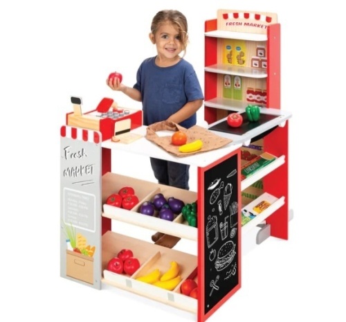 Kids Pretend Play Grocery Store Supermarket Toy Set w/ Accessories, Appears New - Lot 108